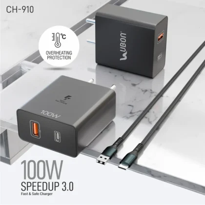 Ubon Speedup 3.0 CH-910 100W Fast Charger for IOS and Android Devices