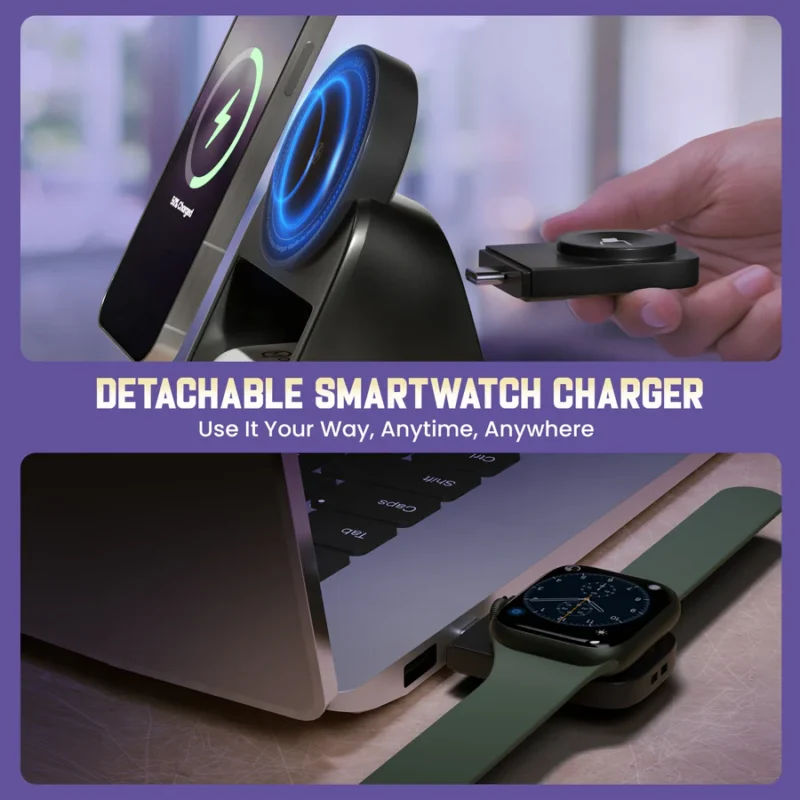 MCharge Fusion (Black): 3 in 1 Magnetic Wireless Charger With 23W Combined Wireless Output - Image 5