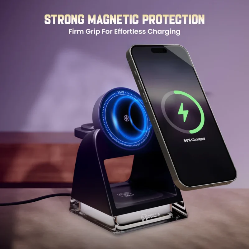 MCharge Fusion (Black): 3 in 1 Magnetic Wireless Charger With 23W Combined Wireless Output - Image 7