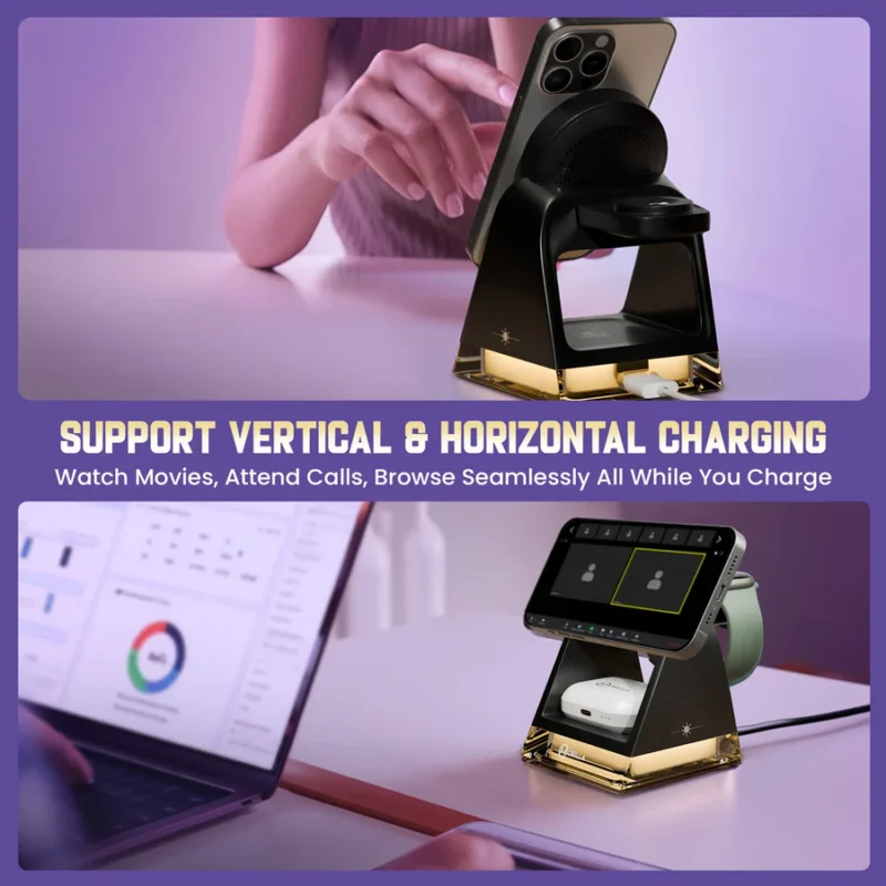 MCharge Fusion (Black): 3 in 1 Magnetic Wireless Charger With 23W Combined Wireless Output - Image 8